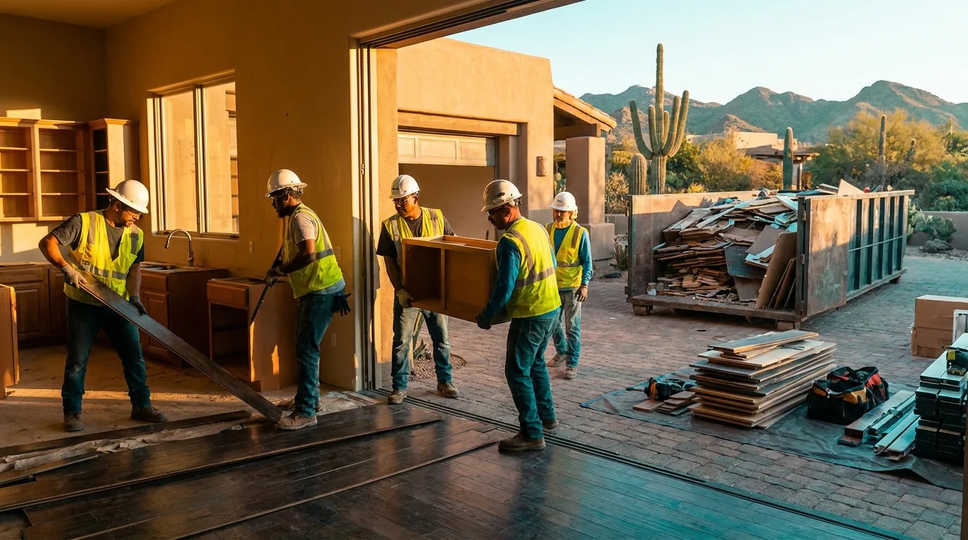Demolition crew doing controlled interior demo in East Mesa